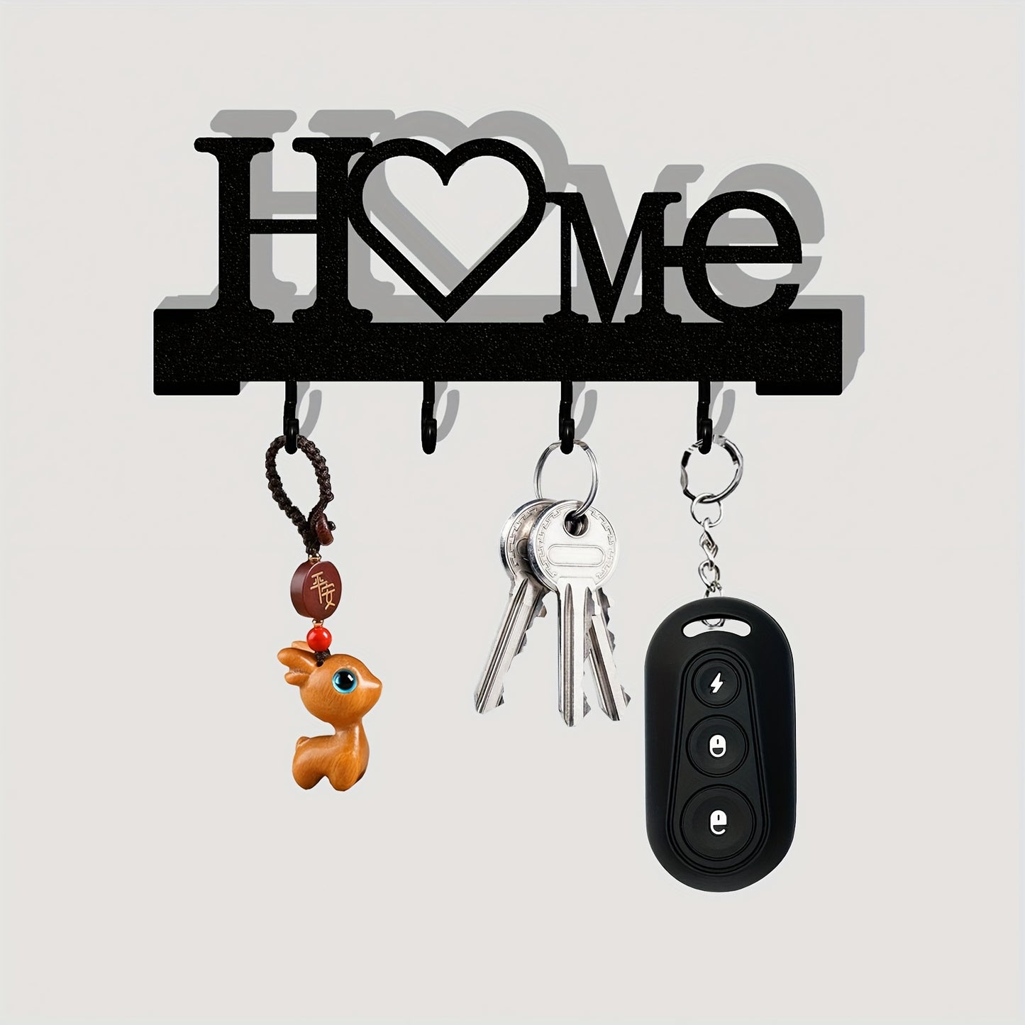 1pc Home Love Shaped Keychain Wall-Mounted Entry Organizer with Hooks, No Drilling Required, Suitable for Living Room Home Decor