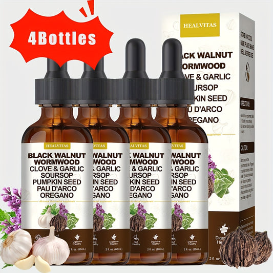 Black Walnut Extract Liquid--black Walnut Tincture-green Hull Black Walnut-Gut Health & Status Improvement-or Women Men Black Walnut Wormwood-Rich In Black Walnut, Wormwood, Oregano, Garlic & Berberine Herbal Extract Solution