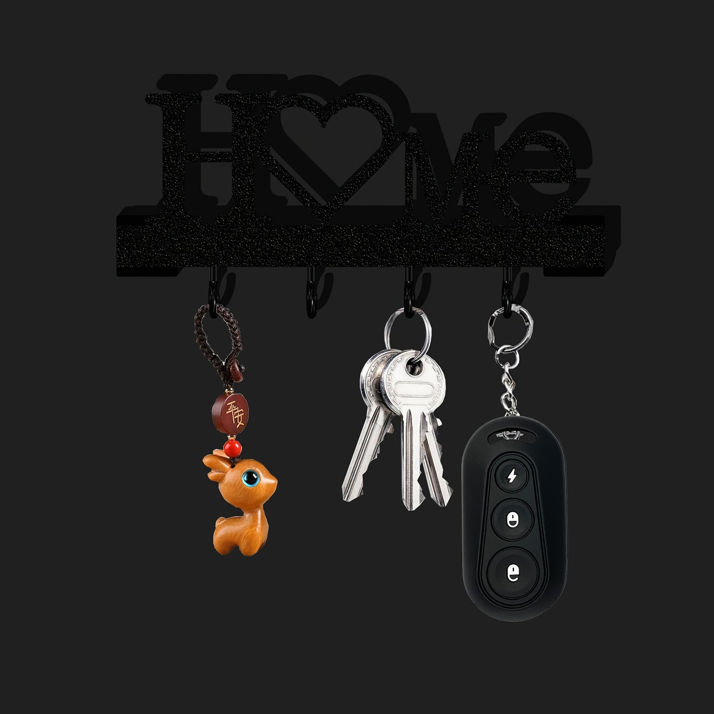 1pc Home Love Shaped Keychain Wall-Mounted Entry Organizer with Hooks, No Drilling Required, Suitable for Living Room Home Decor