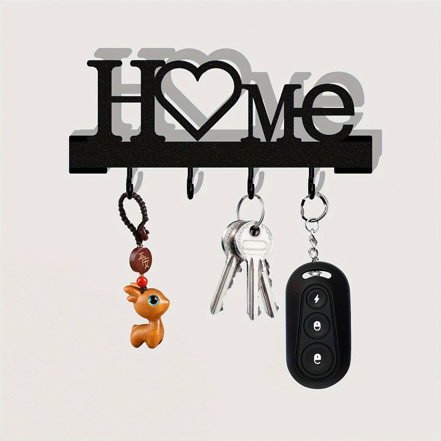 1pc Home Love Shaped Keychain Wall-Mounted Entry Organizer with Hooks, No Drilling Required, Suitable for Living Room Home Decor