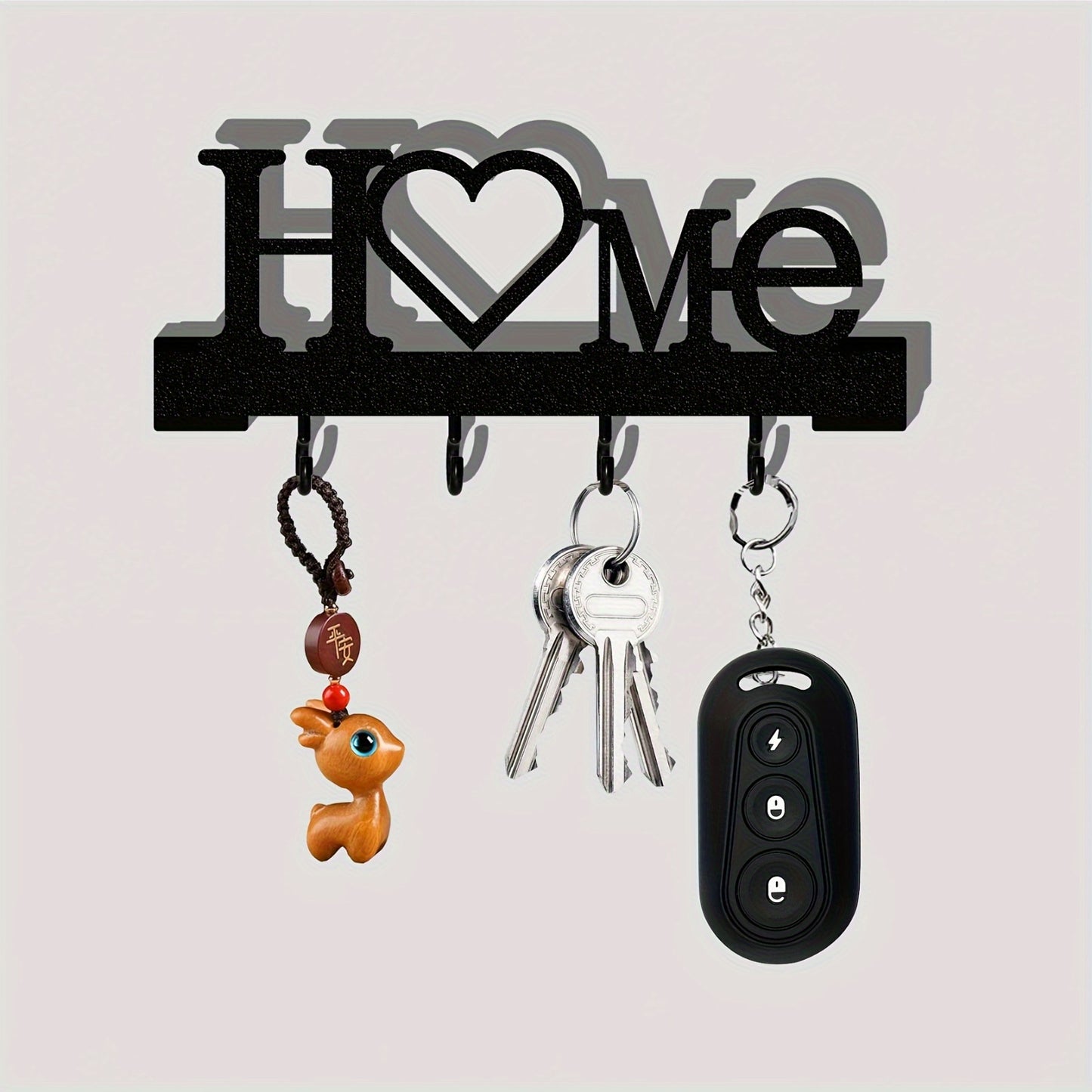 1pc Home Love Shaped Keychain Wall-Mounted Entry Organizer with Hooks, No Drilling Required, Suitable for Living Room Home Decor