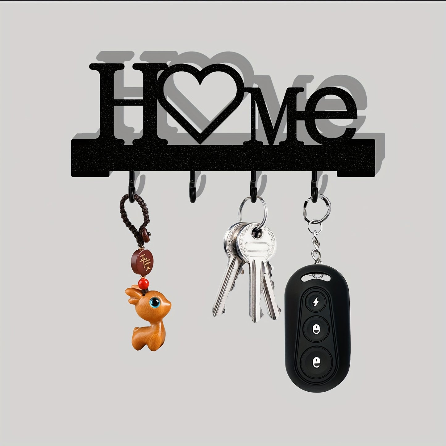 1pc Home Love Shaped Keychain Wall-Mounted Entry Organizer with Hooks, No Drilling Required, Suitable for Living Room Home Decor