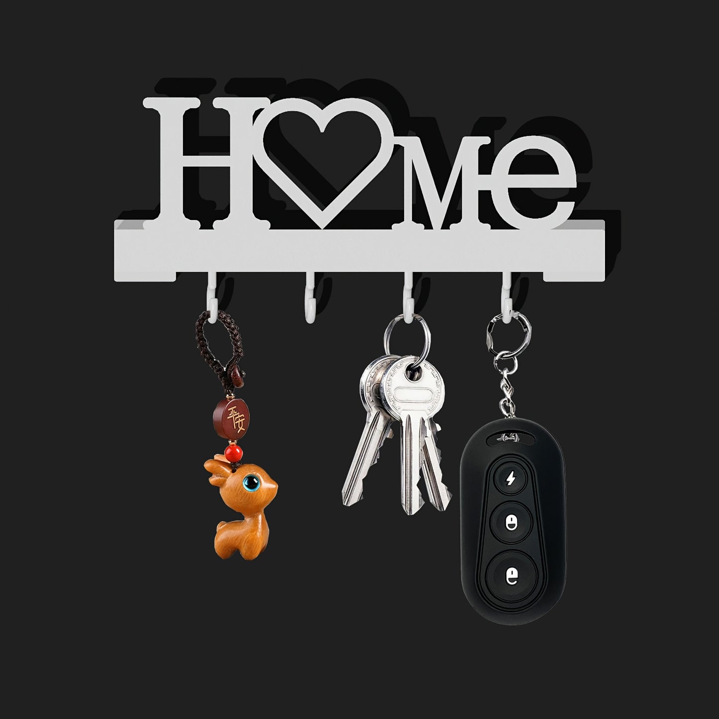 1pc Home Love Shaped Keychain Wall-Mounted Entry Organizer with Hooks, No Drilling Required, Suitable for Living Room Home Decor