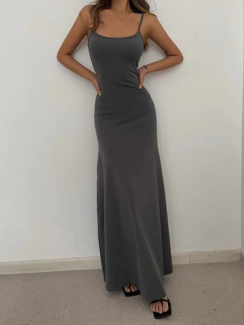 Waist-Cinched High-Waist Midi Suspender Skirt