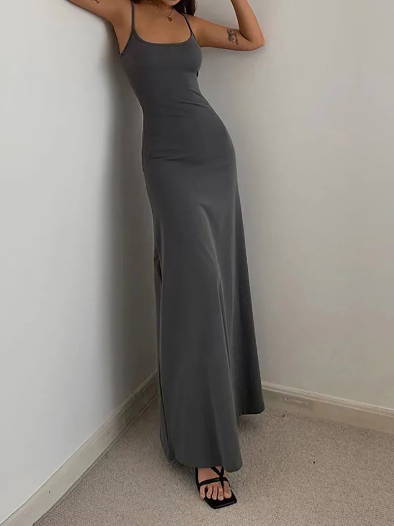 Waist-Cinched High-Waist Midi Suspender Skirt