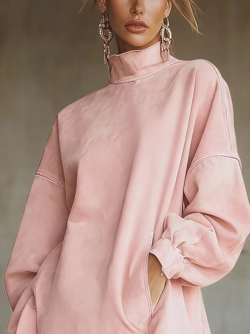 Female Clothing Party Dresses 2025 New High Collar Suede Retro Loose Pocket Tassel Long Sleeve Dress Elegant Party Mini Dresses