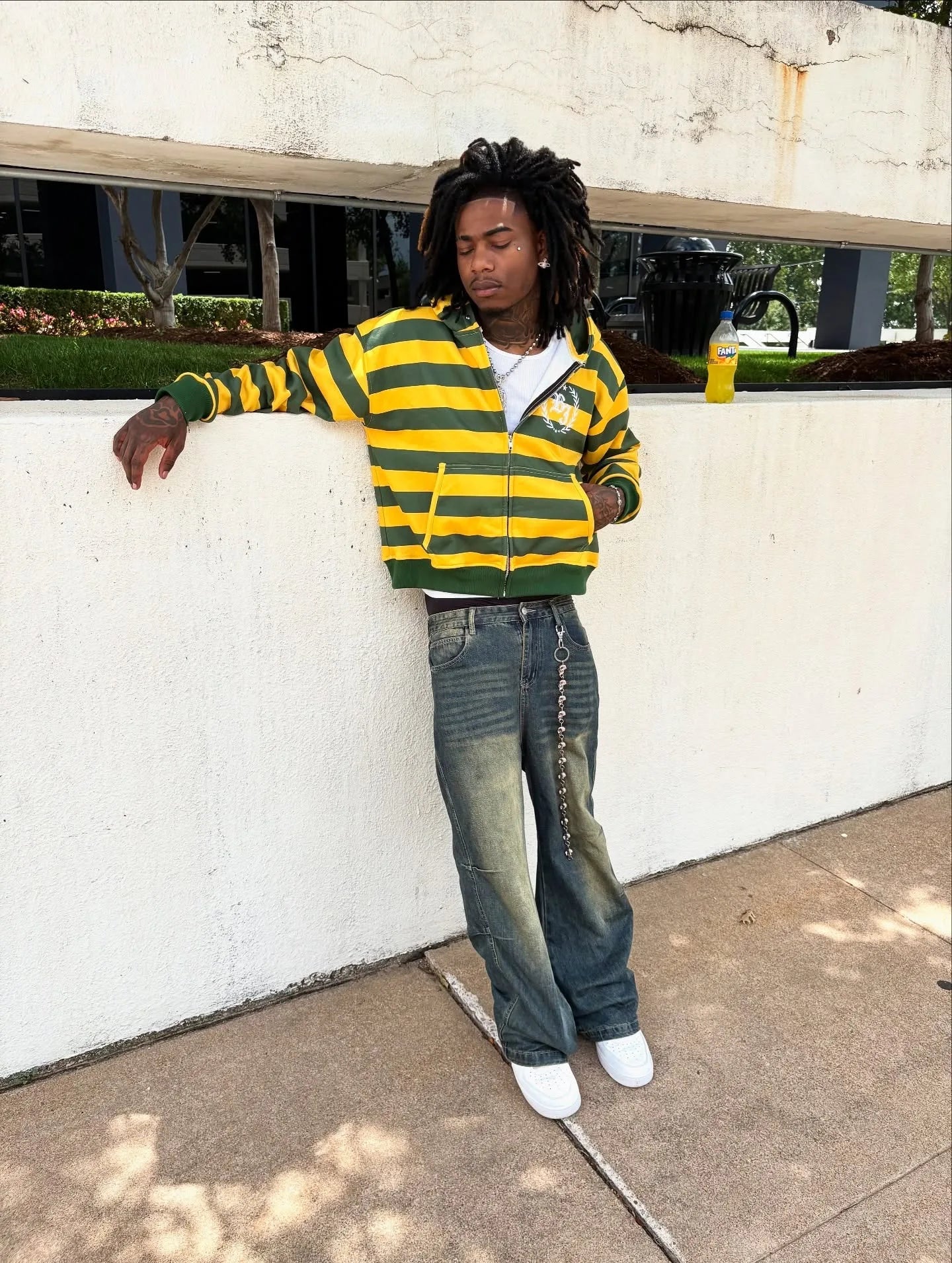 Y2K Street Zip-Up Hoodie with Stripe & Rivet Embroidery – Hip Hop Streetwear