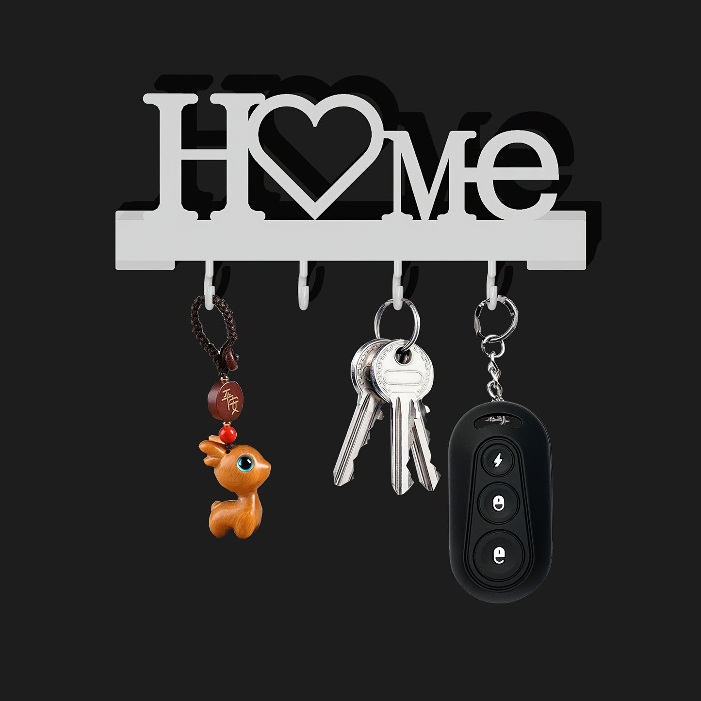 1pc Home Love Shaped Keychain Wall-Mounted Entry Organizer with Hooks, No Drilling Required, Suitable for Living Room Home Decor