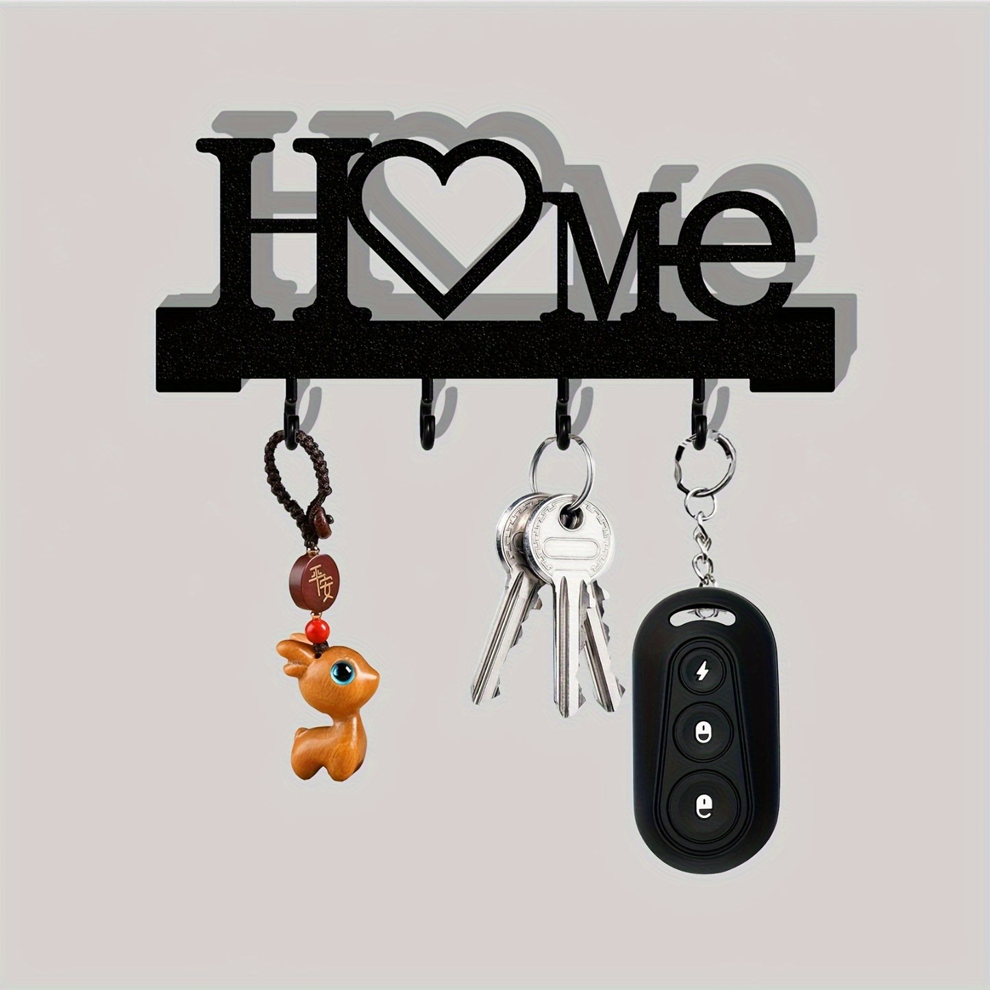 1pc Home Love Shaped Keychain Wall-Mounted Entry Organizer with Hooks, No Drilling Required, Suitable for Living Room Home Decor